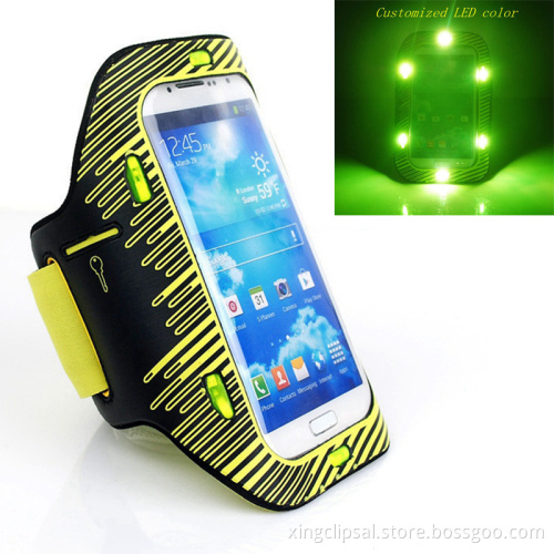 LED light Neoprene sports armband, led light armband, safety sport armband for iphone 6